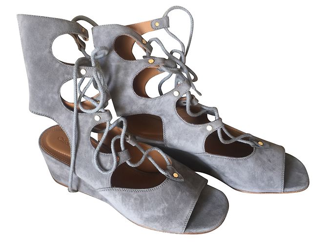 Sandali Gladiatore Chloé Grigio Camoscio - vista 2