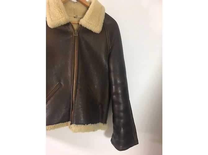 Autre Marque Lammfell-Bomberjacke Braun - Ansicht 4