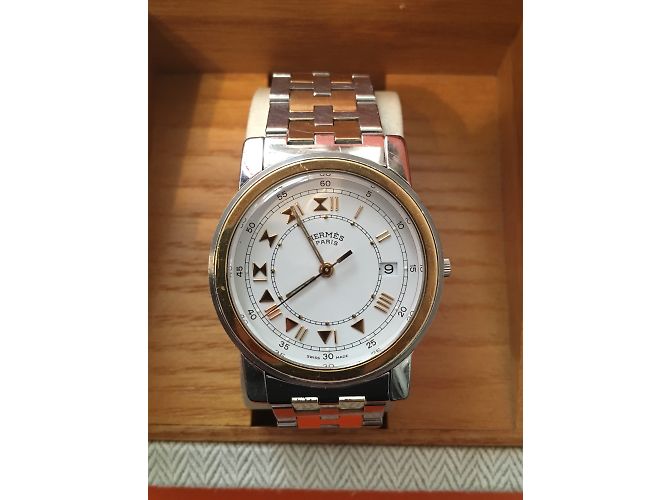 Hermès carrick acier et plaqué or Argenté Doré - vue 2