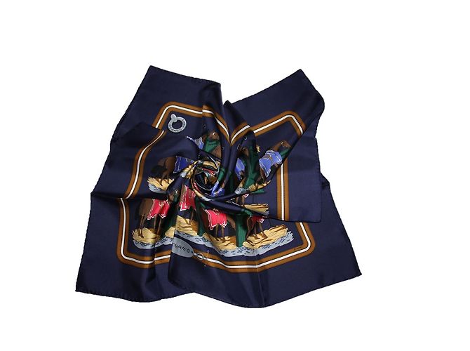 Hermès "les Ecuries" Schal Marineblau - Ansicht 2