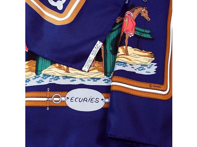 Hermès "les Ecuries" Schal Marineblau - Ansicht 3