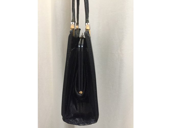Lancel Vintage Eidechse Ledertasche Schwarz - Ansicht 6