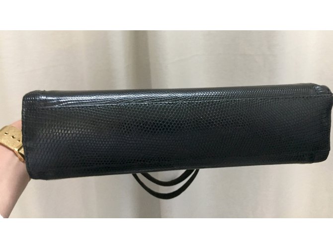 Lancel Vintage Eidechse Ledertasche Schwarz - Ansicht 7