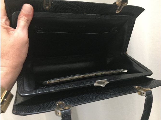 Lancel Vintage Eidechse Ledertasche Schwarz - Ansicht 8