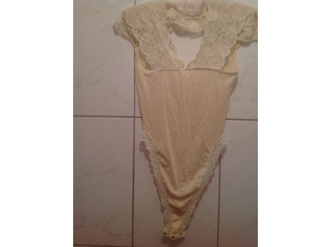 Autre Marque Spitzenbody Creme Baumwolle Größe M Roh - Ansicht 4