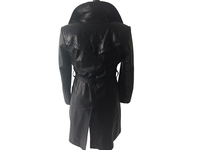 Sylvie Schimmel Trench de piel napa negra Negro - vista 2