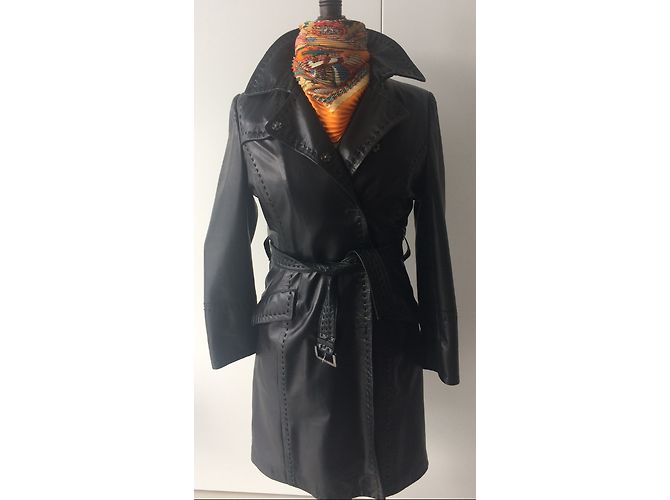 Sylvie Schimmel Trench de piel napa negra Negro - vista 3