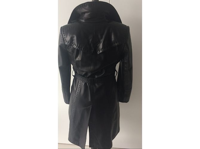 Sylvie Schimmel Trench de piel napa negra Negro - vista 4