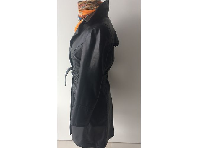 Sylvie Schimmel Trench de piel napa negra Negro - vista 5