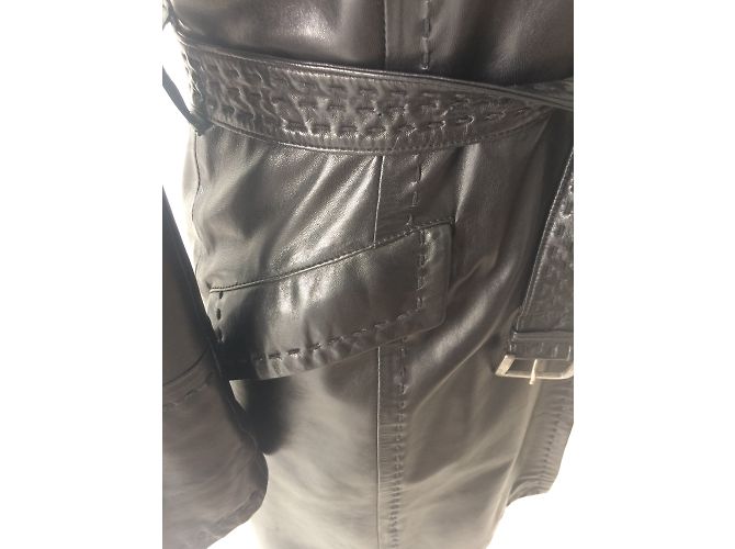 Sylvie Schimmel Trench de piel napa negra Negro - vista 6