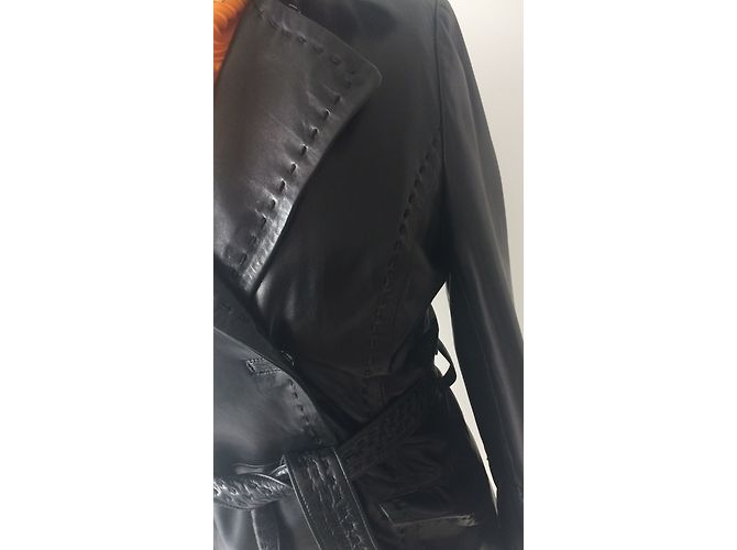 Sylvie Schimmel Trench de piel napa negra Negro - vista 7