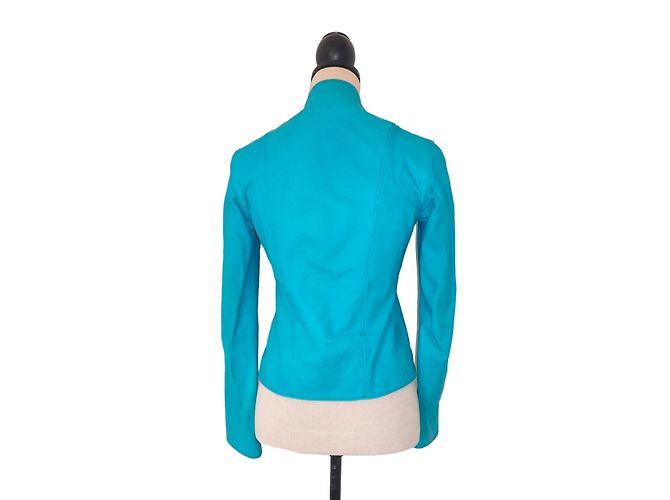 Autre Marque Lederjacke in Türkis Blau - Ansicht 2