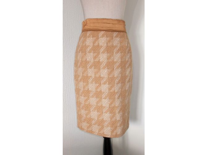 Autre Marque Conjunto de saia e jaqueta de lã e tweed bouclette camelo Tamanho 38 - vista 6