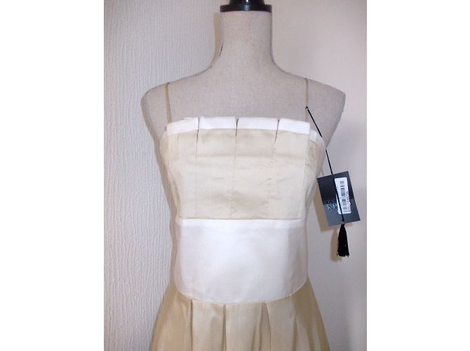 Set Abito e Bolero Renato Nucci in Seta Beige e Bianco - vista 6