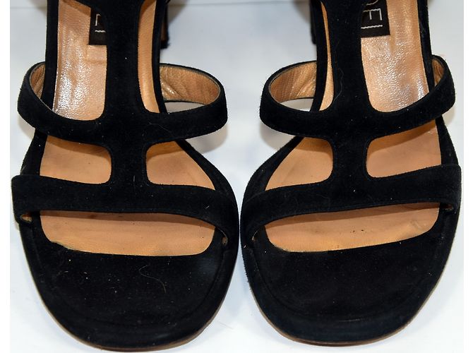 Sandali Casadei in nabuk nero con tacco 9 cm - vista 4