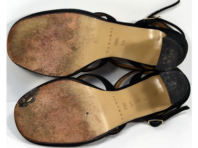 Sandali Casadei in nabuk nero con tacco 9 cm - vista 6
