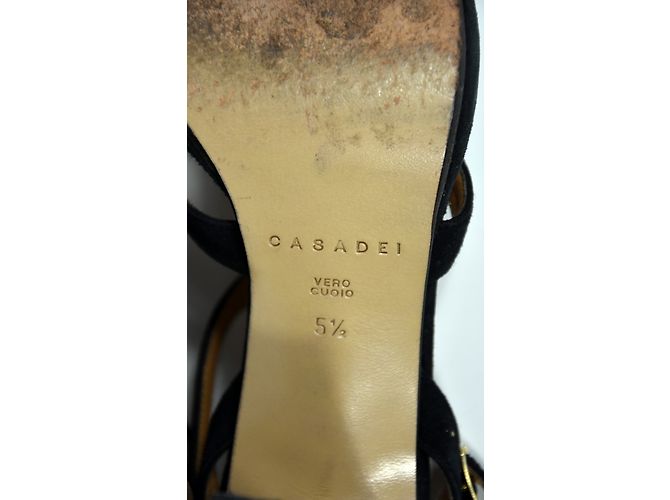 Sandali Casadei in nabuk nero con tacco 9 cm - vista 7