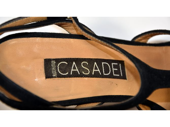 Sandali Casadei in nabuk nero con tacco 9 cm - vista 8