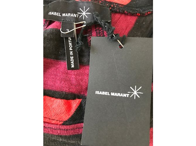 Camiseta de rayas Isabel Marant antracita y burdeos de algodón - vista 4
