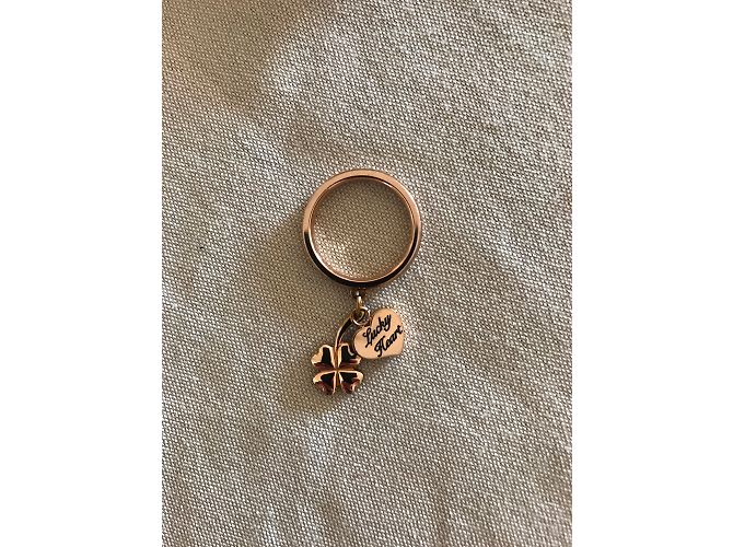 Autre Marque Anello Quadrifoglio e Cuore Dorato in Acciaio D'oro - vista 4