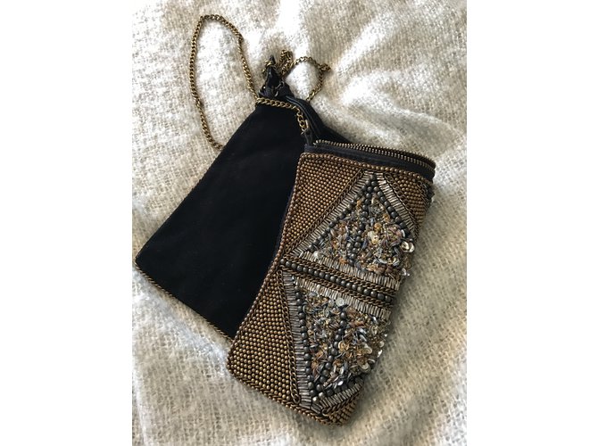 Autre Marque Pochette in nubuck e perle Rame - vista 4