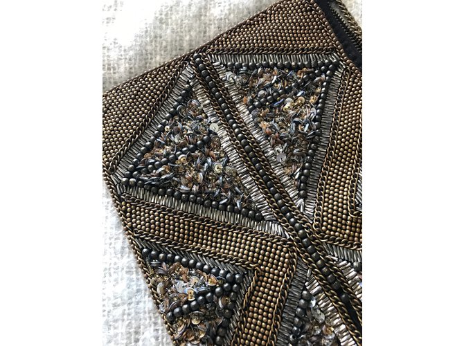 Autre Marque Pochette in nubuck e perle Rame - vista 6