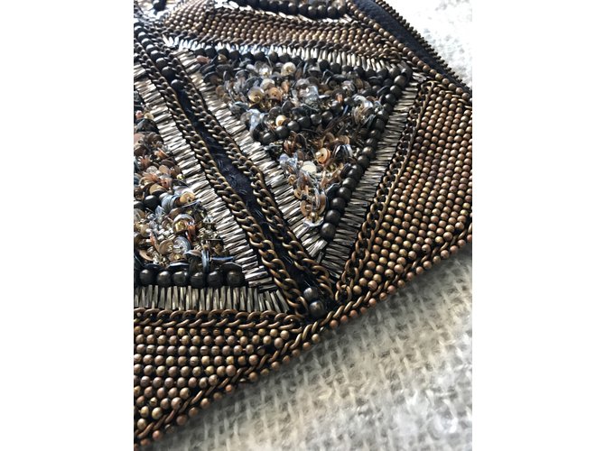 Autre Marque Pochette in nubuck e perle Rame - vista 7