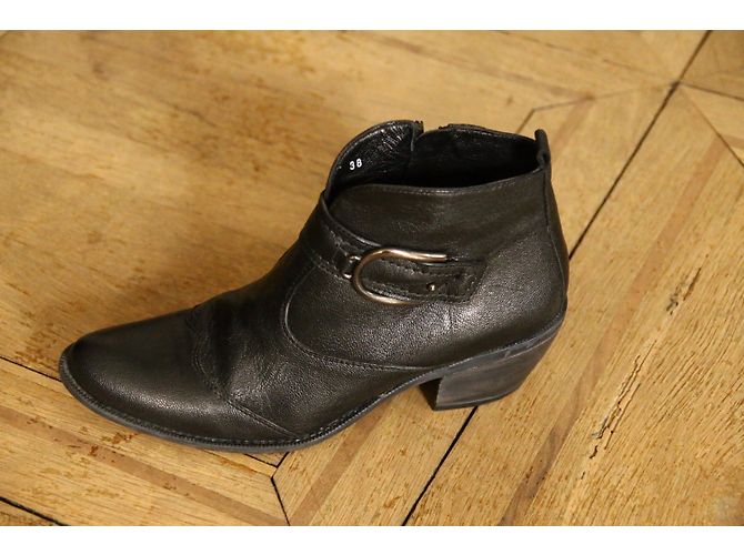 Autre Marque Botines ESPACE de cuero negro - vista 3
