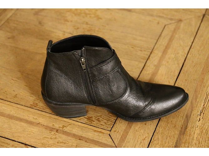 Autre Marque Botines ESPACE de cuero negro - vista 4