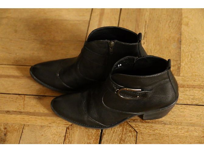 Autre Marque Botines ESPACE de cuero negro - vista 8