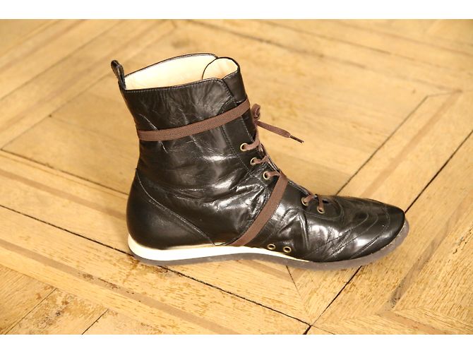 Sneakers Charles Jourdan CJBis in pelle nera Nero Beige - vista 5