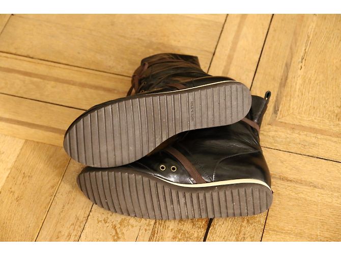 Sneakers Charles Jourdan CJBis in pelle nera Nero Beige - vista 8