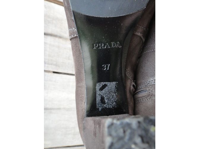 Botines Prada de piel marrón oscuro - vista 7