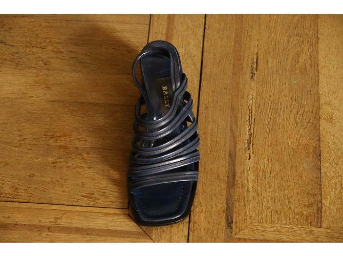 Décolleté aperte Bally in pelle blu 7US - vista 3