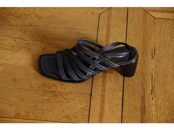 Décolleté aperte Bally in pelle blu 7US - vista 4
