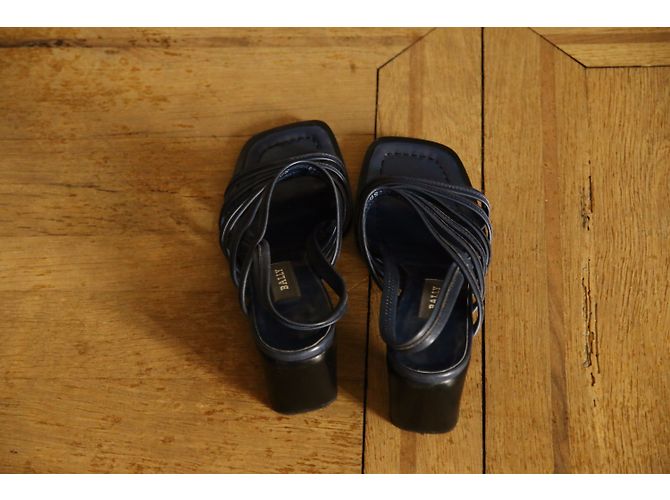 Décolleté aperte Bally in pelle blu 7US - vista 7