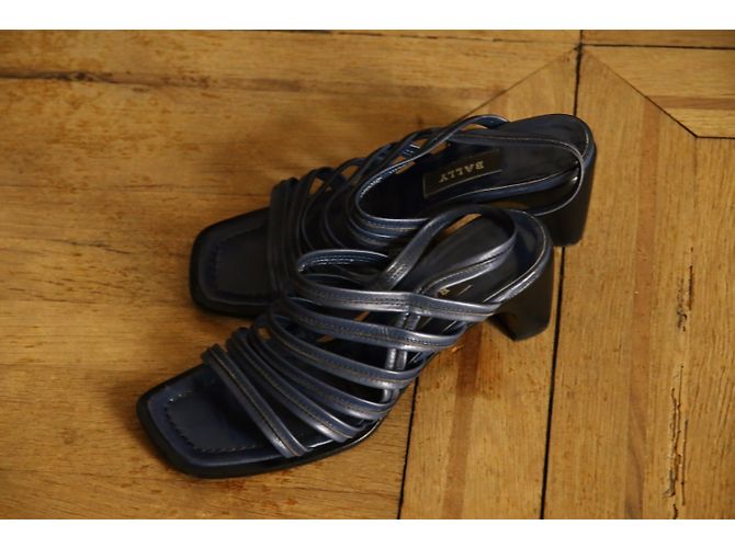 Décolleté aperte Bally in pelle blu 7US - vista 8