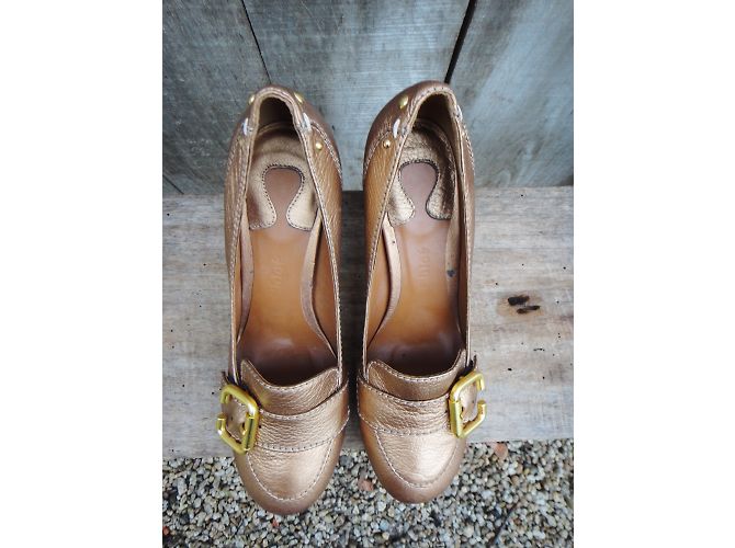Décolleté Chloé in pelle metallizzata bronzo 37 - vista 10