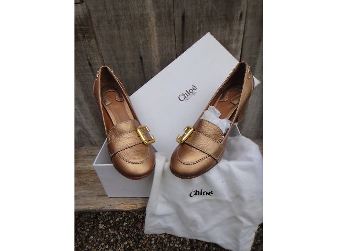 Décolleté Chloé in pelle metallizzata bronzo 37 - vista 3