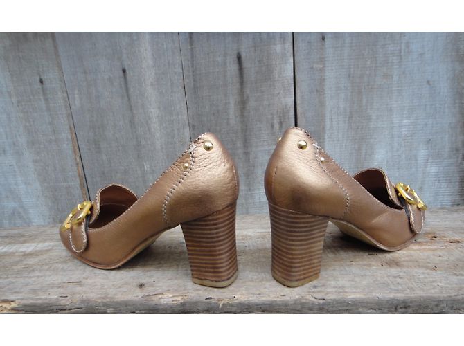 Décolleté Chloé in pelle metallizzata bronzo 37 - vista 7