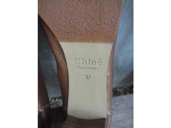 Décolleté Chloé in pelle metallizzata bronzo 37 - vista 9