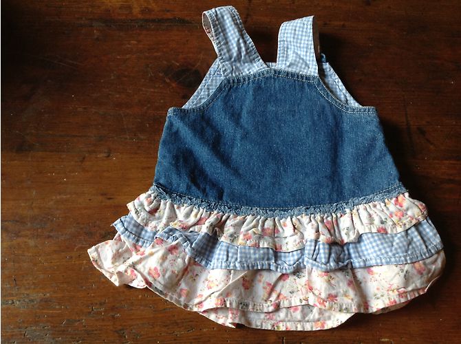 Autre Marque Jeanskleid für Mädchen mit Eulenstickerei und Rüschen Blau 6 Monate - Ansicht 2