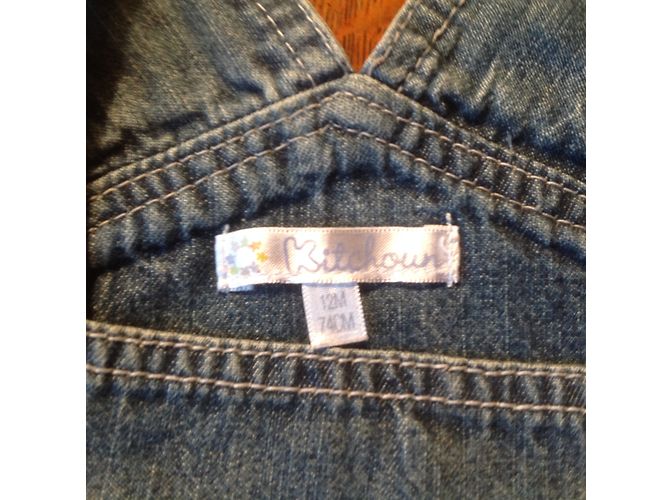 Autre Marque Kitchoun Jeanskleid mit Vogelstickerei 12 Monate Blau - Ansicht 2