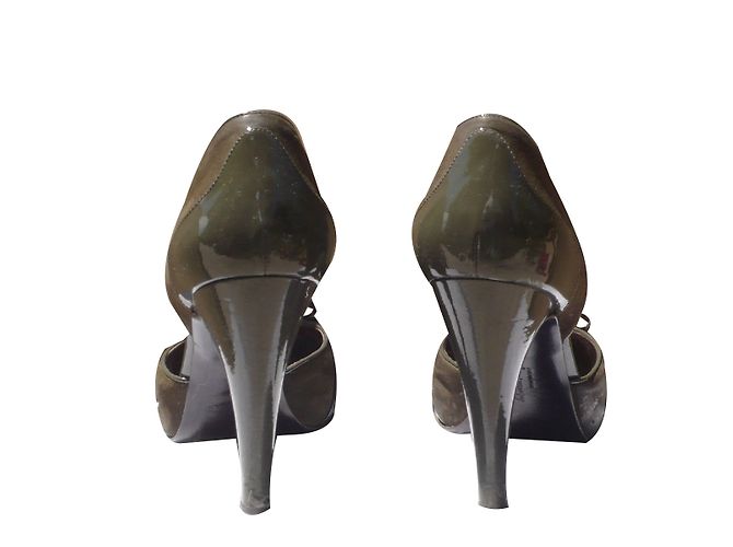 Salvatore Ferragamo Pumps Dunkelgrau Leder Lackleder Anthrazitgrau - Ansicht 2
