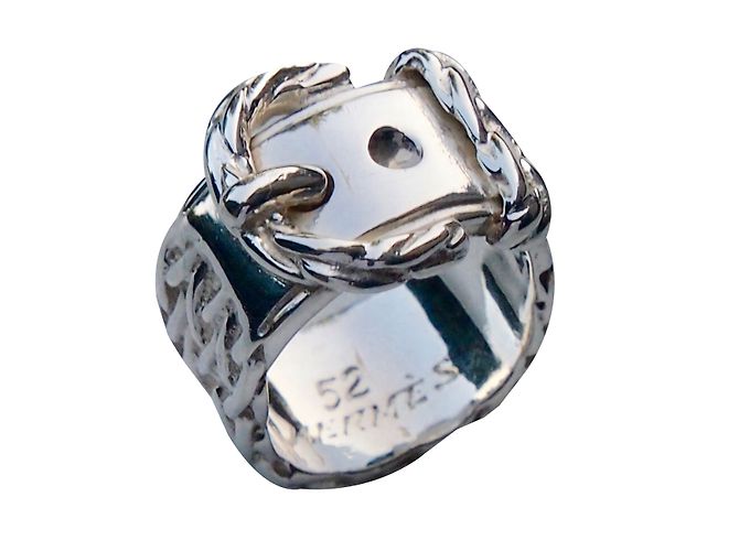 Hermès Anillo Sellier Plata - vista 2