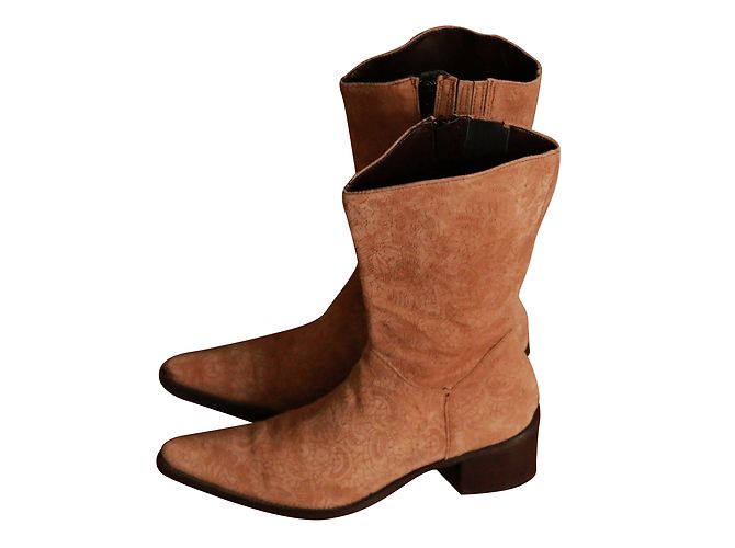 Botas de cano curto Minelli em camurça marrom claro Castanho claro - vista 2