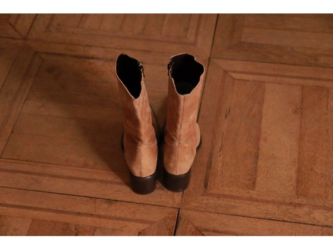 Botas de cano curto Minelli em camurça marrom claro Castanho claro - vista 7