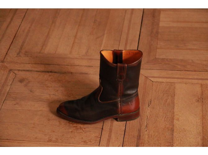 Botines Frye de cuero marrón US 8.5 Castaño Marrón oscuro - vista 3