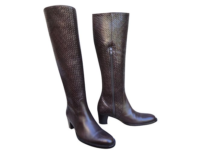 Botas Stéphane Kelian de cuero trenzado marrón oscuro - vista 2