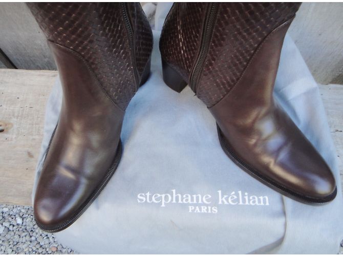 Botas Stéphane Kelian de cuero trenzado marrón oscuro - vista 6